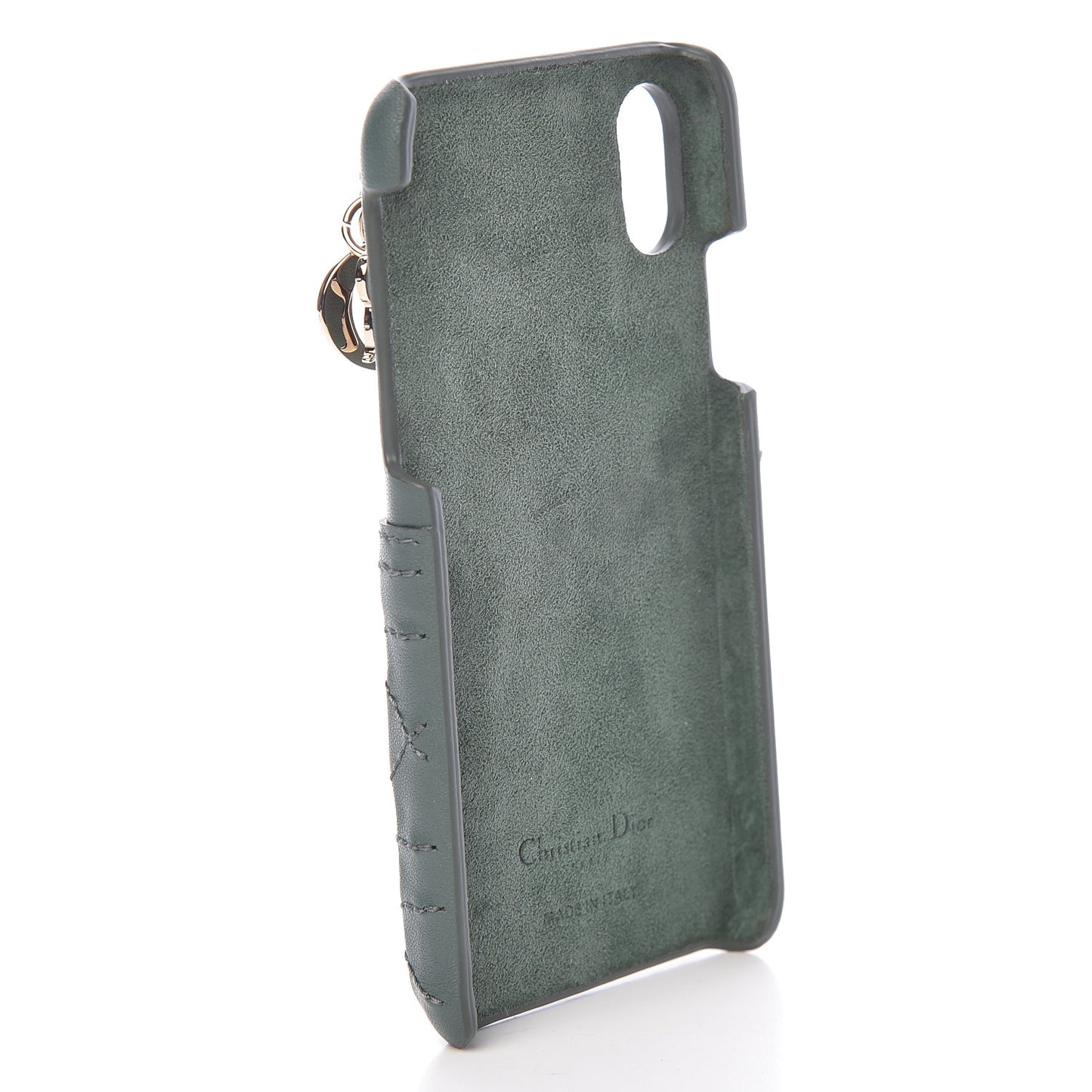 Lambskin Cannage Lady Dior Tech iPhone X XS Case Green