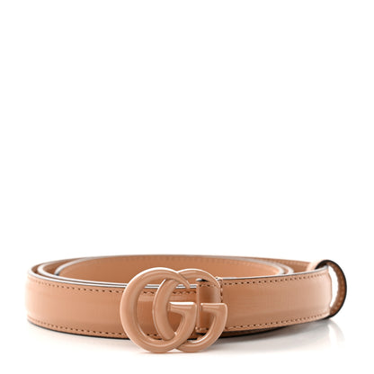 Gucci Azalea Calfskin Enamel Monochrome Double G 20mm Belt 85 34 Camelia 1 of 5