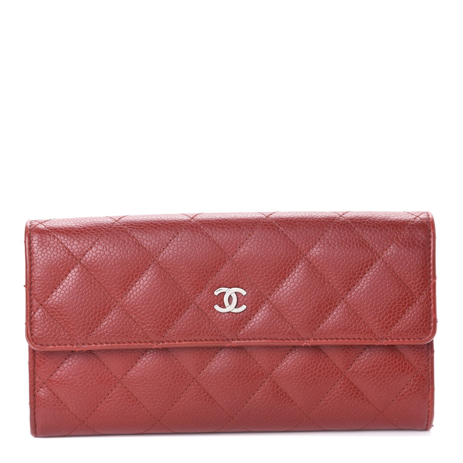 Chanel Caviar Quilted Large Gusset Flap Wallet Red 1 of 7