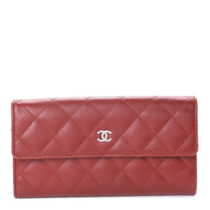 Chanel Caviar Quilted Large Gusset Flap Wallet Red 1 of 7