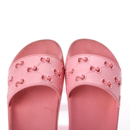 Gucci Rubber GG Monogram Perforated Womens Slide Sandals 36 Rose Box 8 of 10