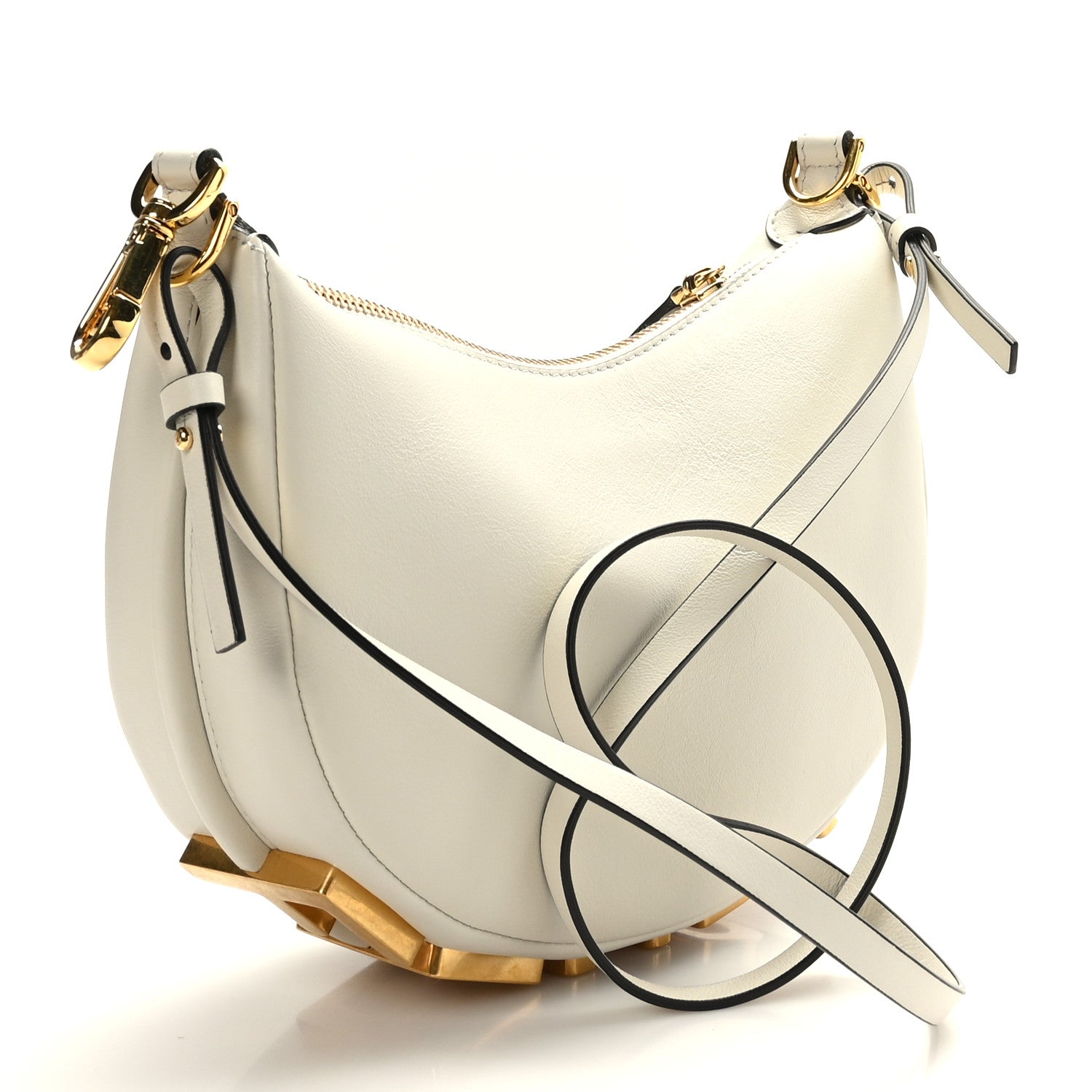 Fendi Vitello Grace Matte Mini Fendigraphy Hobo Bag White Ice 3 of 9