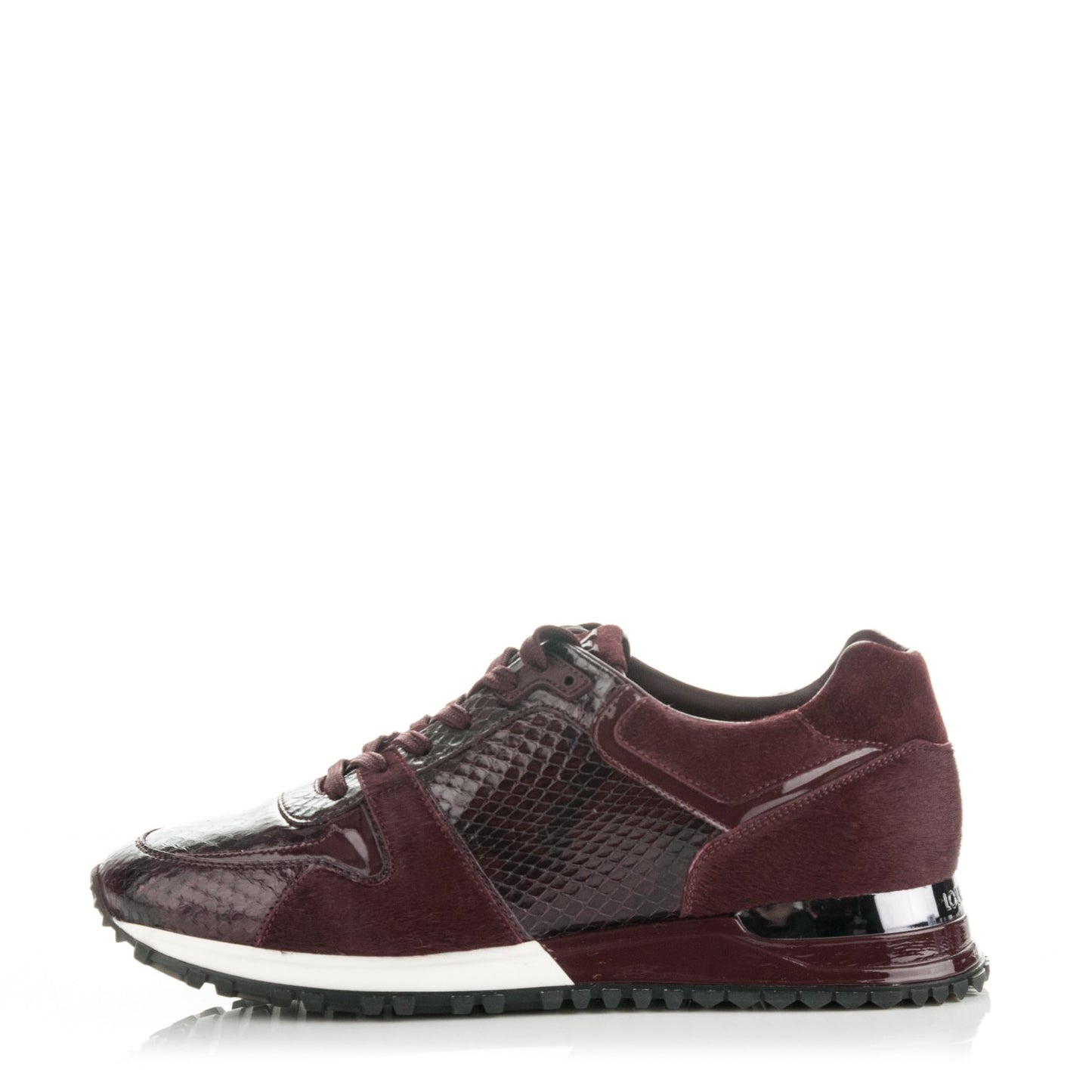 Calf Hair Suede Python Run Away Sneakers 37.5 Bordeaux