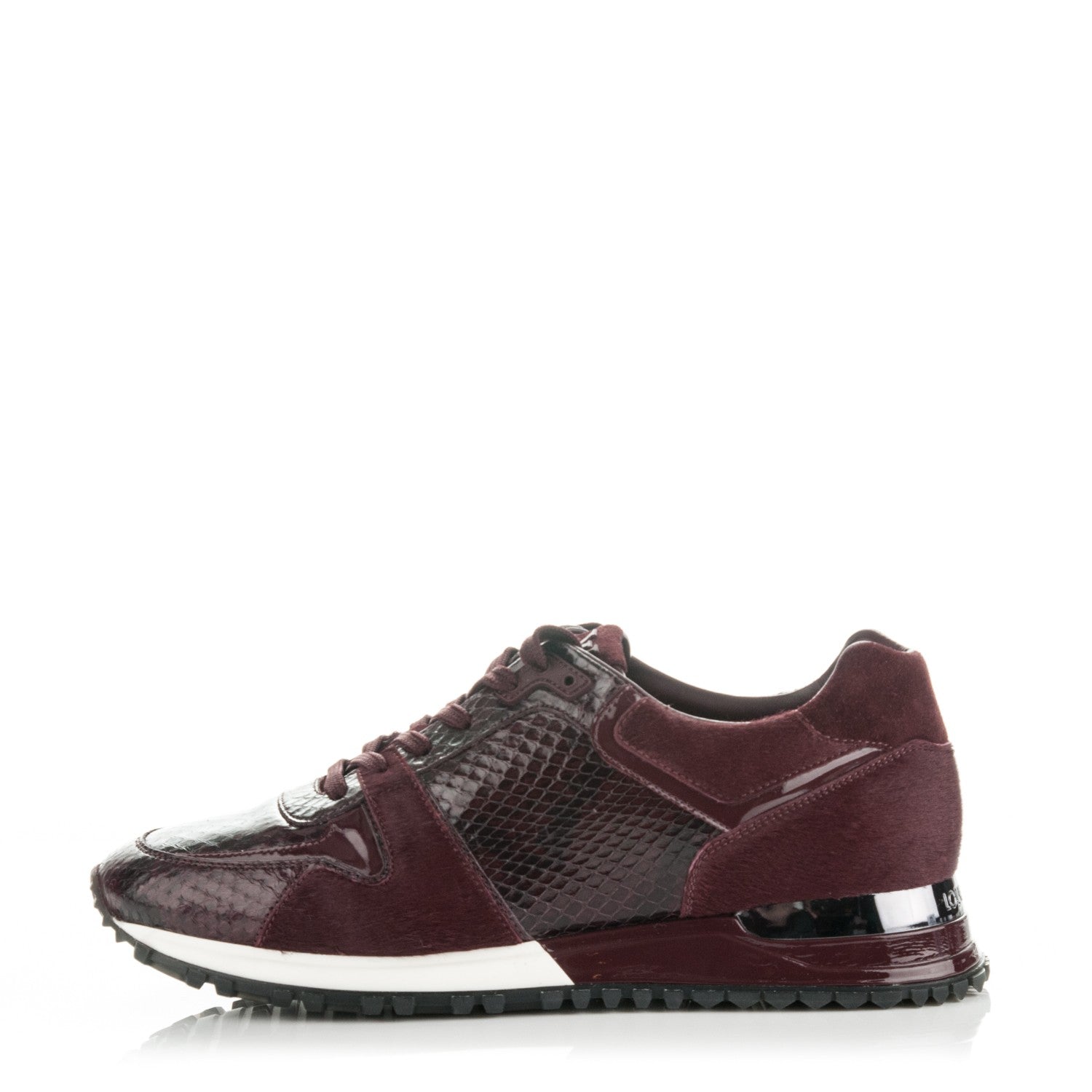 Louis Vuitton Calf Hair Suede Python Run Away Sneakers 37.5 Bordeaux 1 of 7