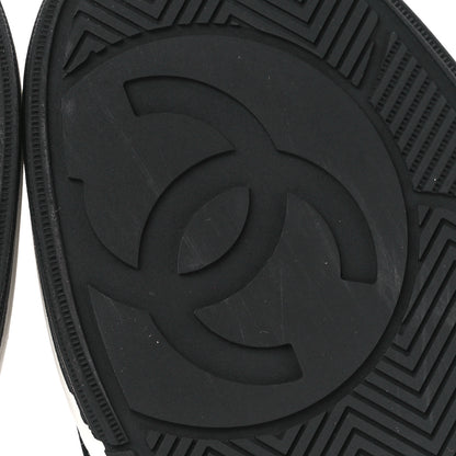 Chanel Fabric Womens Logo Sneakers 39.5 Black White 7 of 9