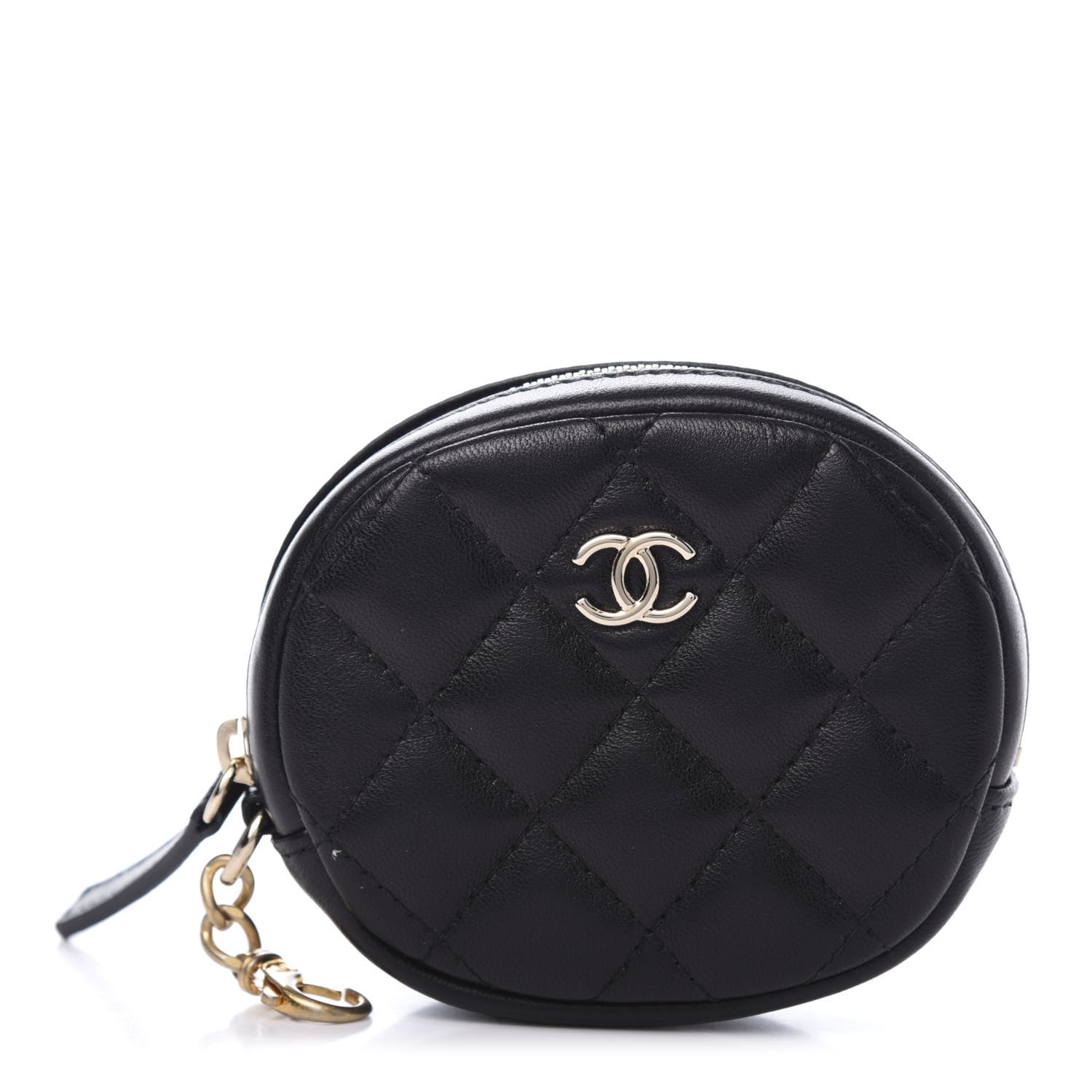 Chanel Lambskin Quilted Zip Around Classic Coin Purse Black 1 of 8