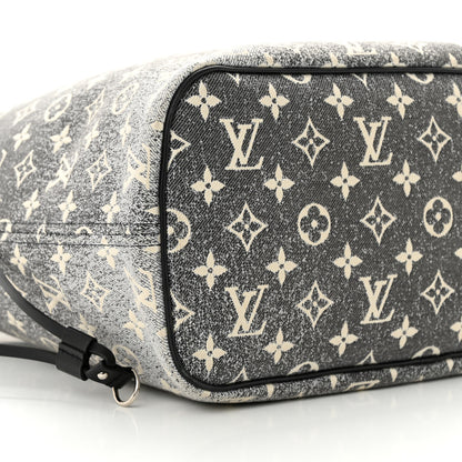 Louis Vuitton Denim Monogram Jacquard Neverfull MM Grey 9 of 10