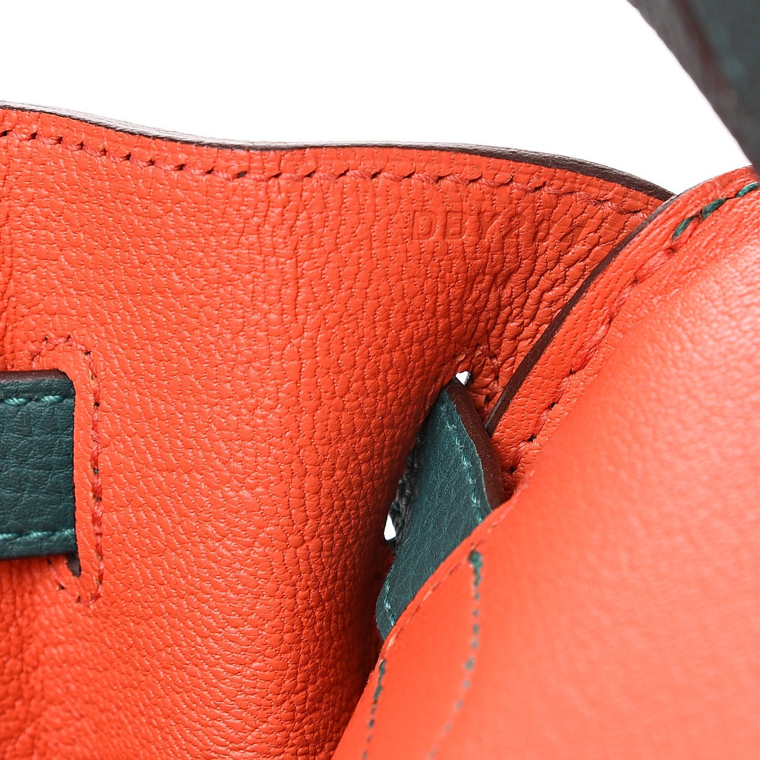 Hermes Togo Horseshoe Birkin 30 Malachite Capucine 6 of 11