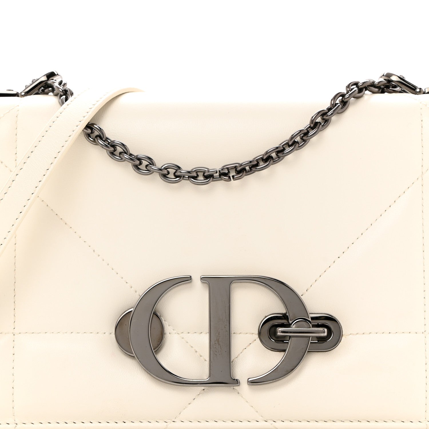 Christian Dior Lambskin Maxi Cannage 30 Montaigne Chain Top Handle Bag Off White 8 of 10