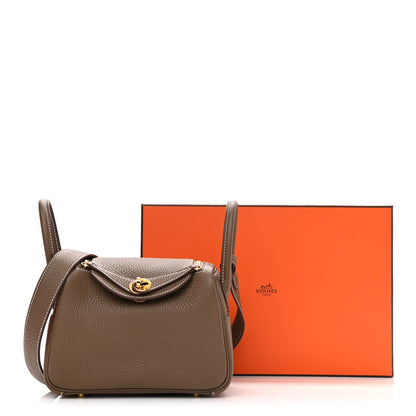 Hermes Taurillon Clemence Mini Lindy 20 Etoupe 13 of 13