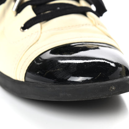 Chanel Lambskin Patent Cap Toe CC Sneakers 39 White Black 14 of 15