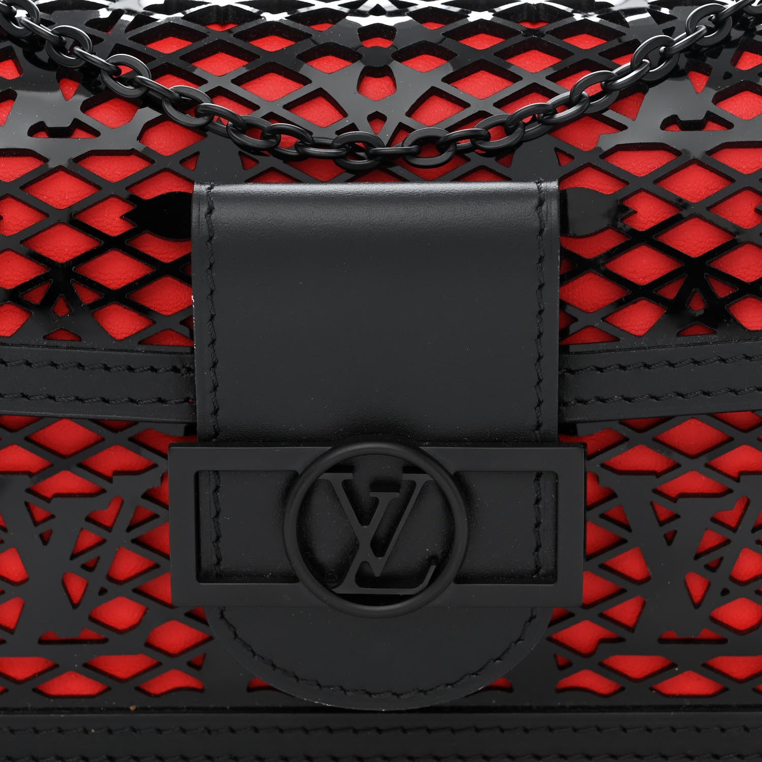 Louis Vuitton Patent Calfskin Laced Monogram Dauphine Chain Wallet Black 7 of 9