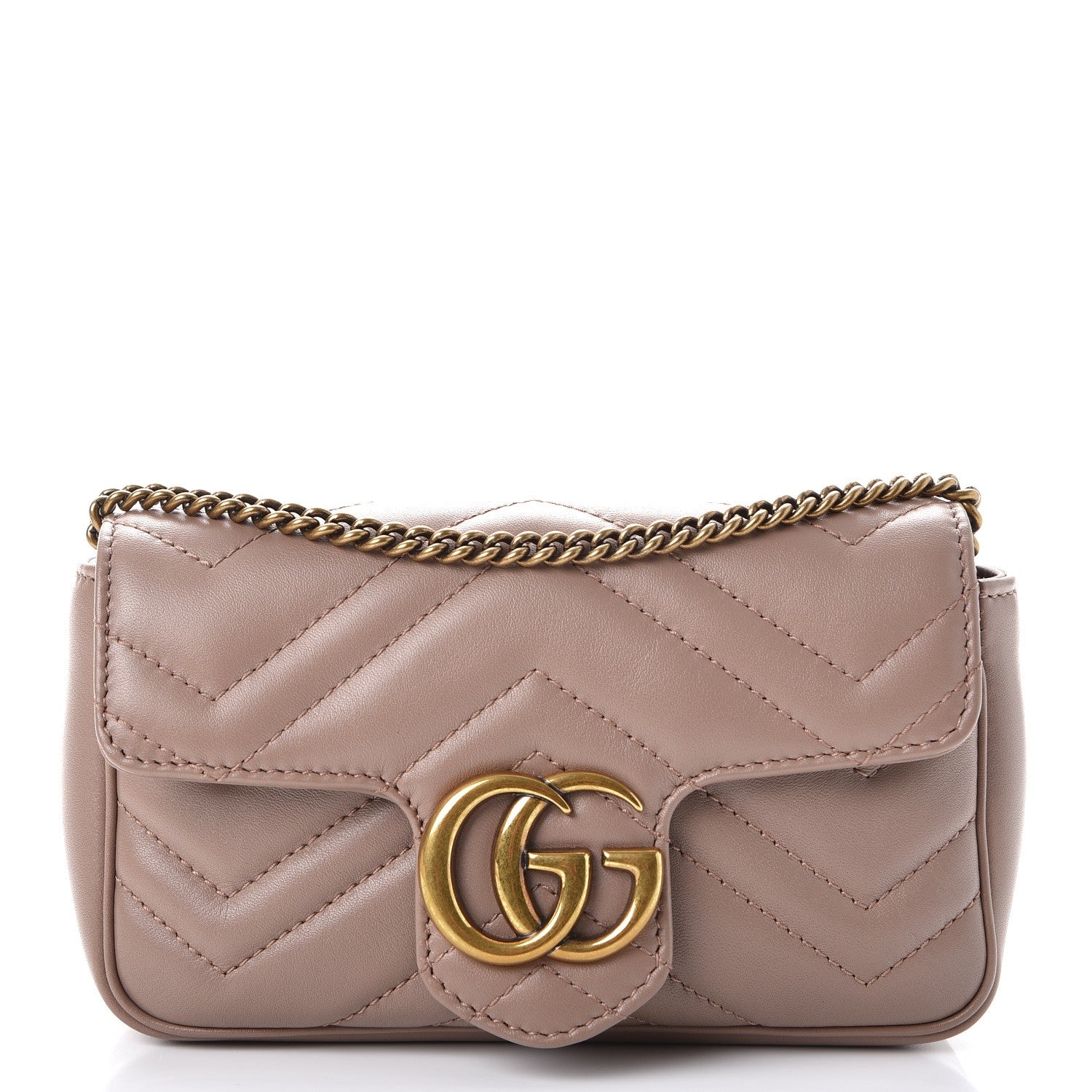 Gucci Calfskin Matelasse Super Mini GG Marmont Shoulder Bag Porcelain Rose 1 of 9