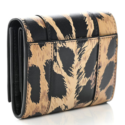 Balenciaga Smooth Calfskin Leopard Print Hourglass Compact Wallet Beige 3 of 8