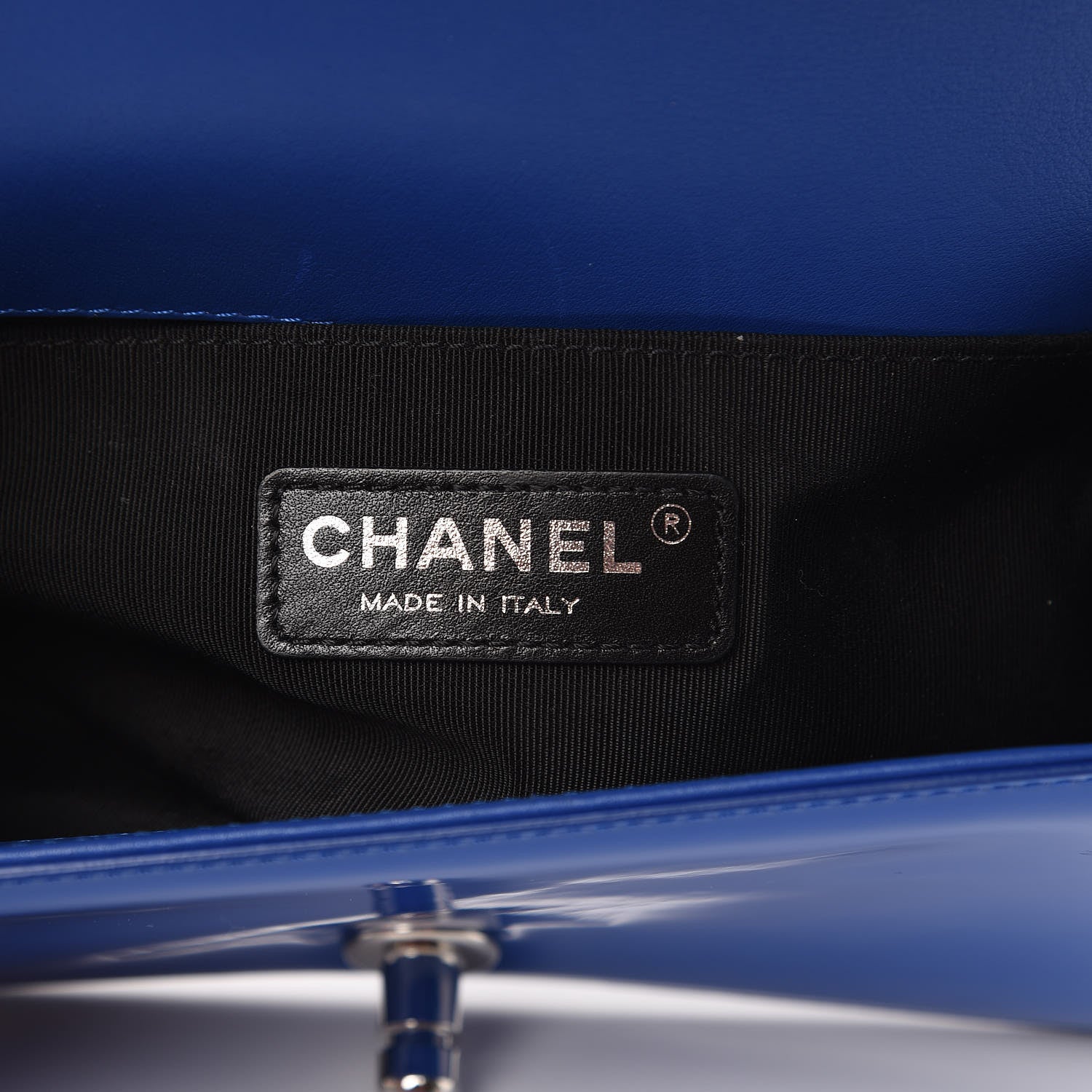 Chanel Patent Calfskin Quilted Small Plexiglass Boy Flap Blue 6 of 13