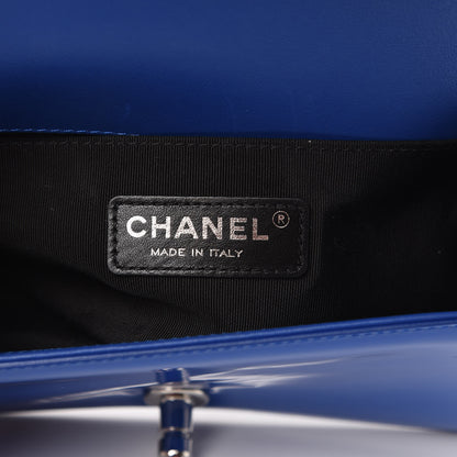 Chanel Patent Calfskin Quilted Small Plexiglass Boy Flap Blue 6 of 13