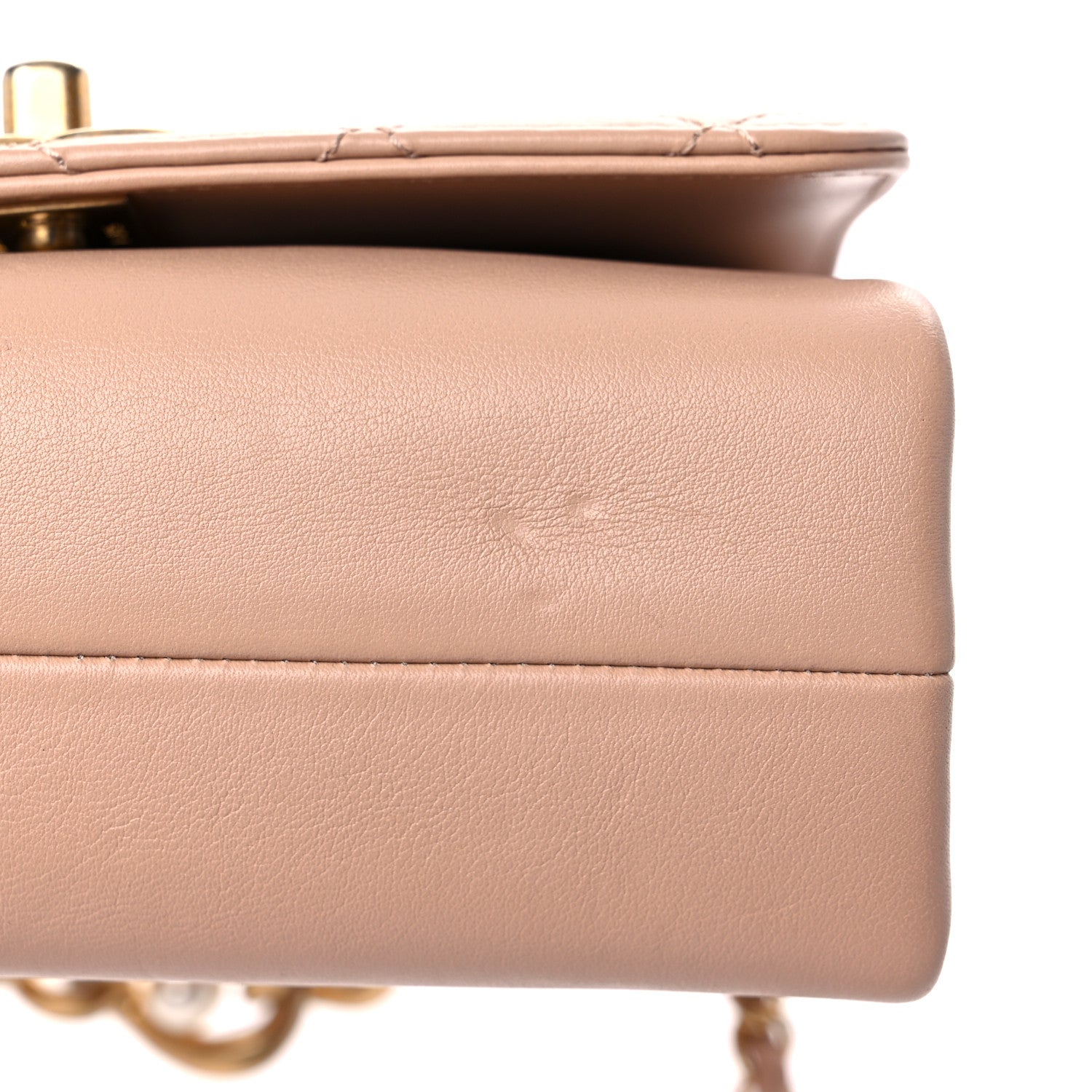 Chanel Calfskin Quilted Pearl Jewel Chain Flap Beige 10 of 10