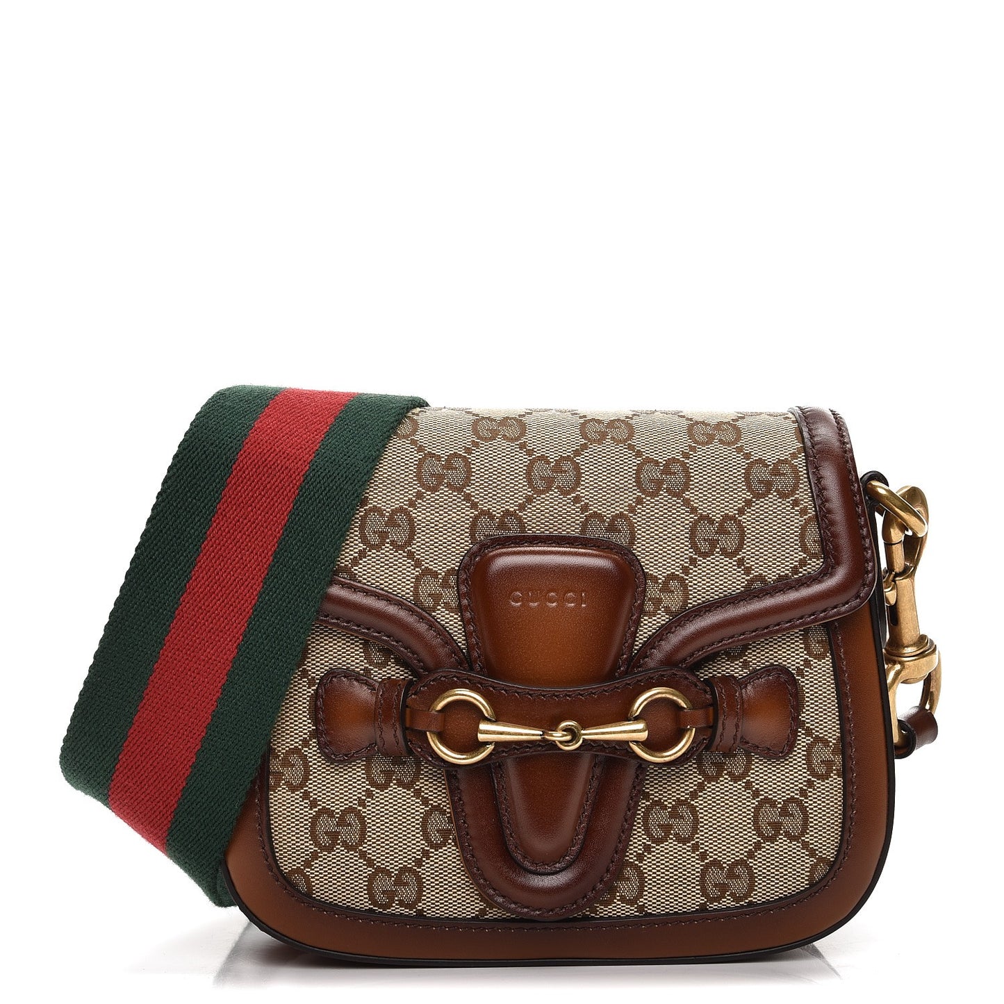Monogram Small Lady Web Shoulder Bag Beige Cuir