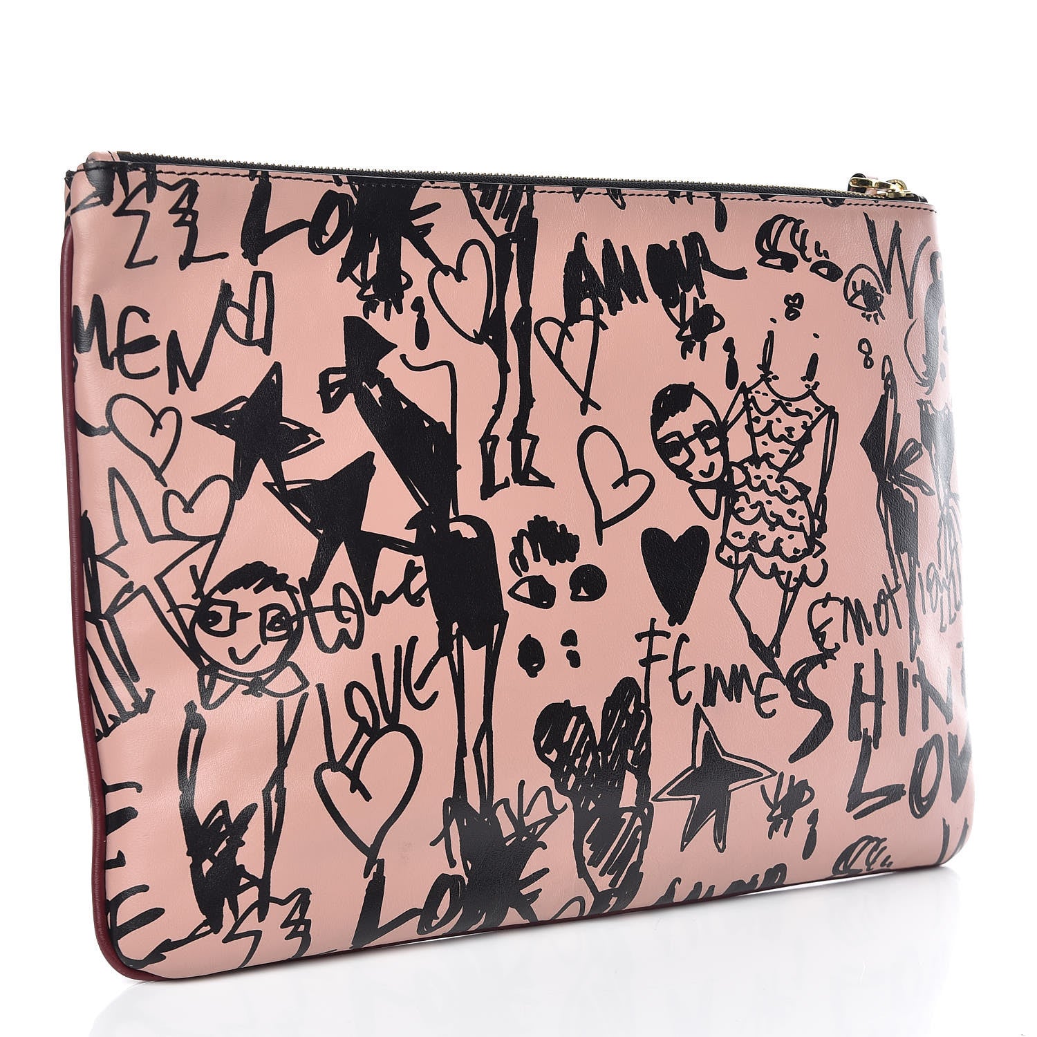 Lanvin Calfskin Silhouette Sketch Printed Large Pouch Blush 3 of 8