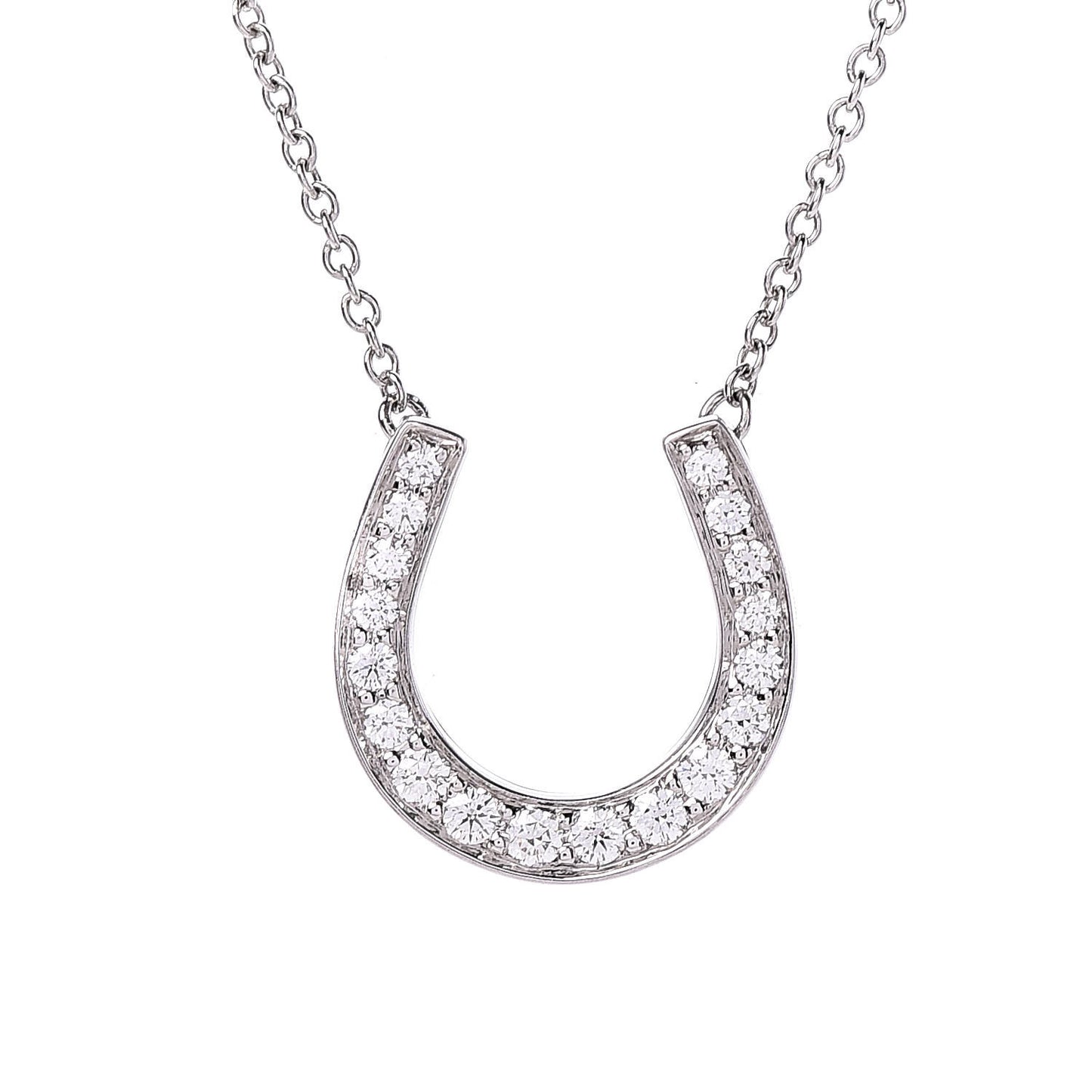 Platinum Diamond Horseshoe Pendant Necklace