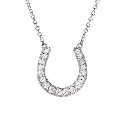 Tiffany Platinum Diamond Horseshoe Pendant Necklace 4 of 6