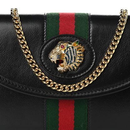 Gucci Textured Calfskin Web Mini Rajah Slim Flap Shoulder Bag Black 7 of 10