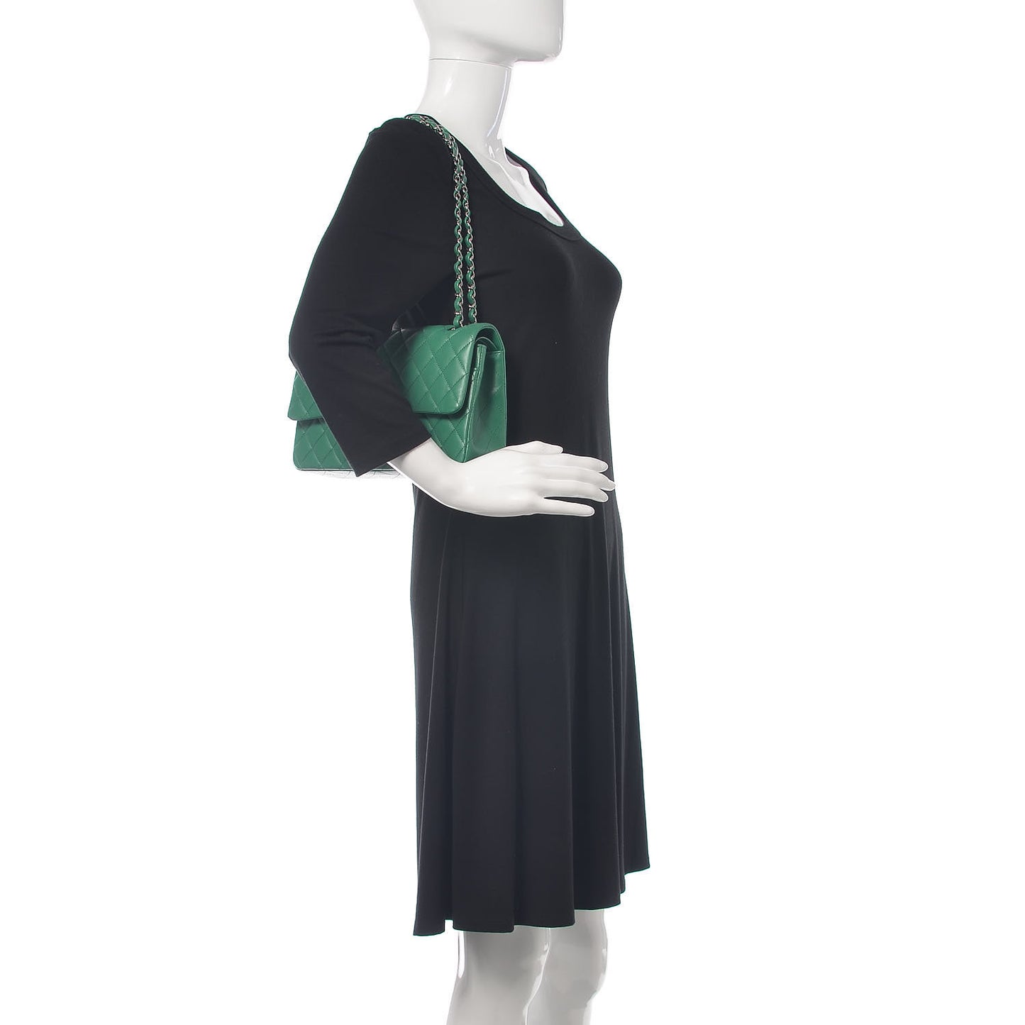 Lambskin Quilted Medium Double Flap Green