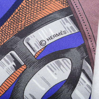 Hermes Silk Cavalcadour Maxi Twilly Indigo Vert Marron 5 of 6