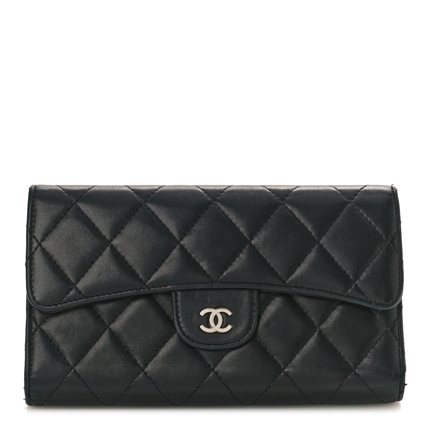 Chanel Lambskin Quilted Large Flap Wallet Black 1 of 12