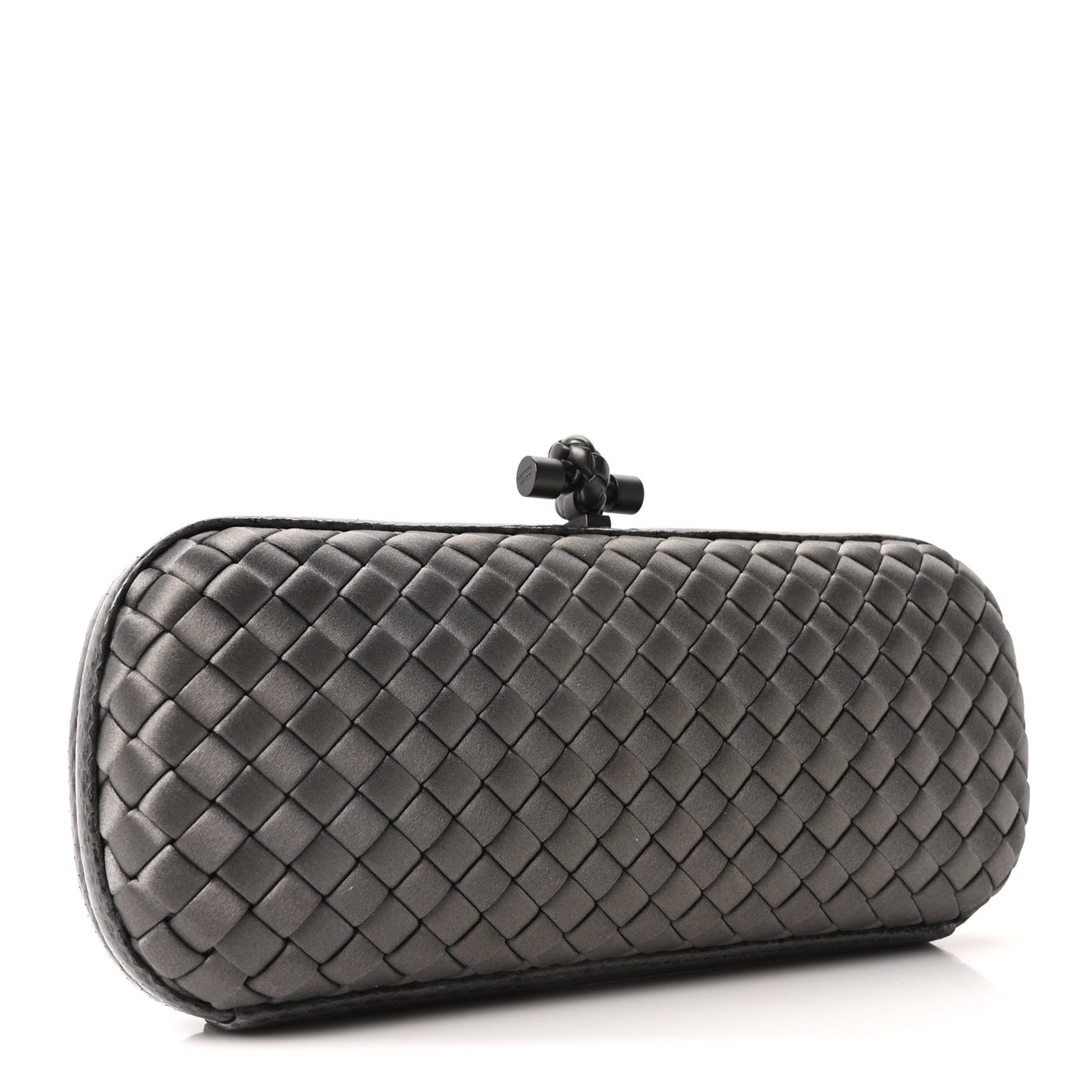 Satin Snakeskin Intrecciato Stretch Knot Clutch Ardoise