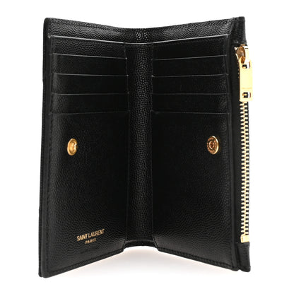 Saint Laurent Grain De Poudre Matelasse Chevron Monogram Zipped Two-Part Wallet Black 5 of 7