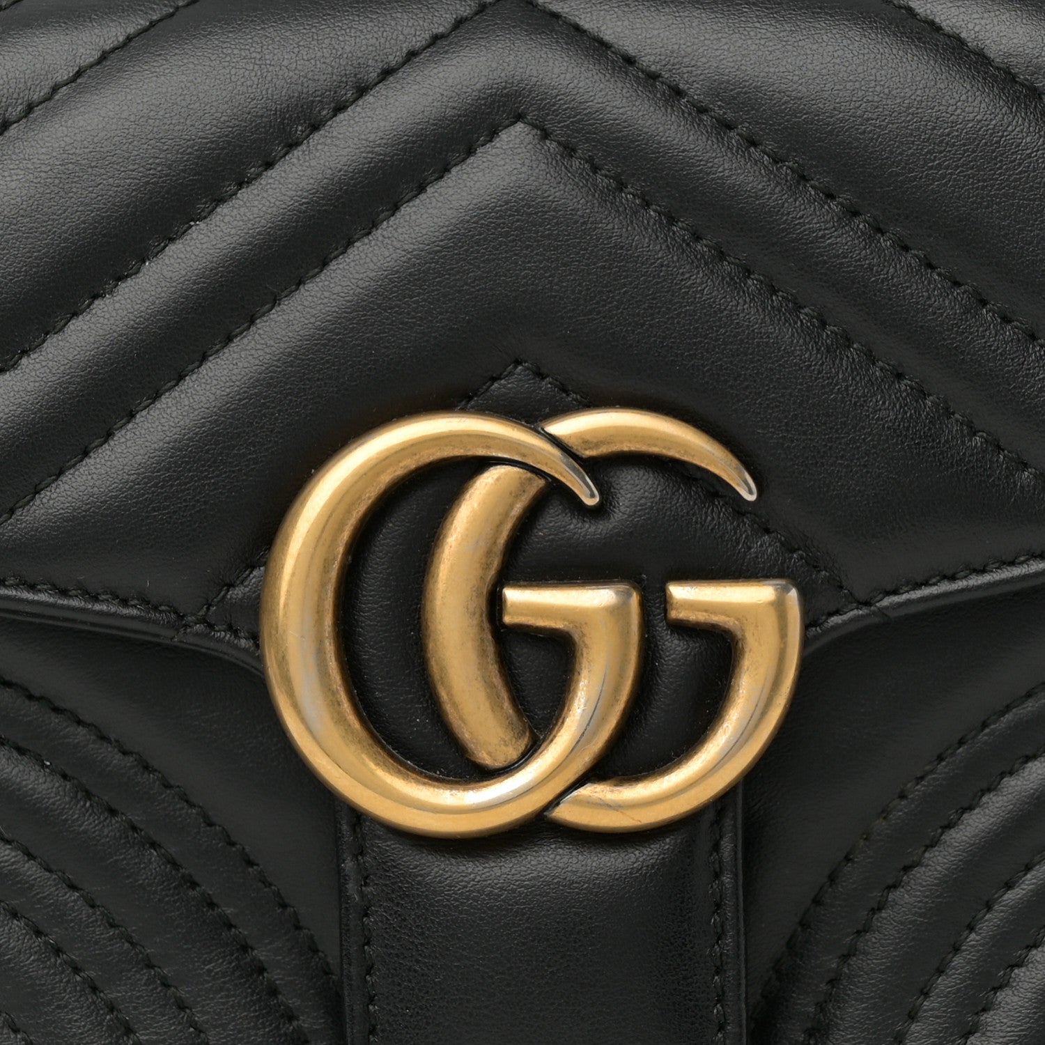 Gucci Calfskin Matelasse Mini GG Marmont Top Handle Shoulder Bag Black 9 of 12