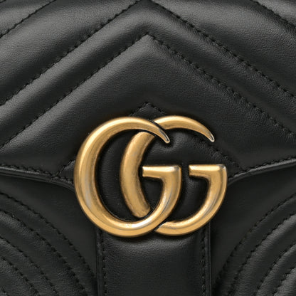 Gucci Calfskin Matelasse Mini GG Marmont Top Handle Shoulder Bag Black 9 of 12