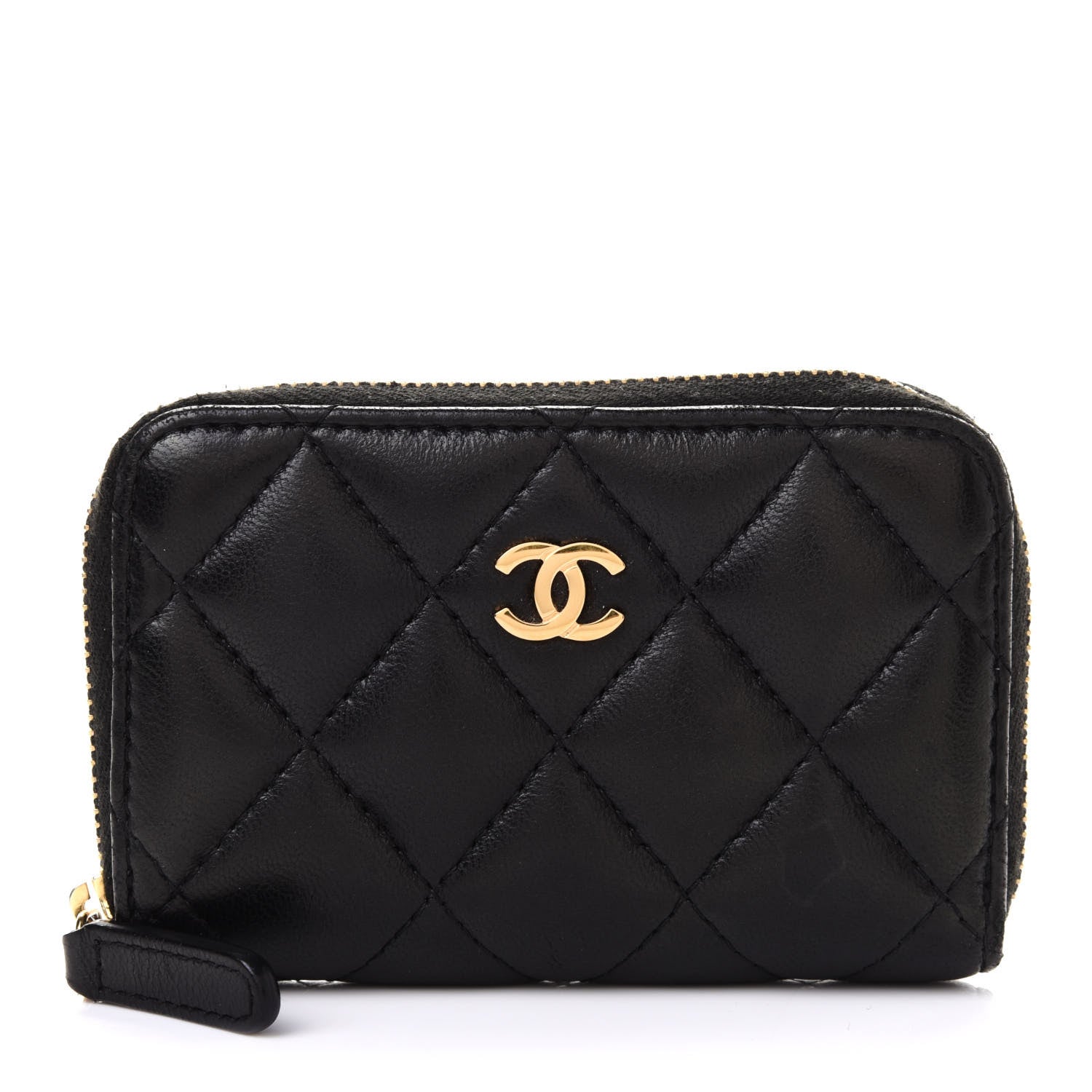 Chanel Lambskin Quilted Zip Coin Purse Black 1 of 9