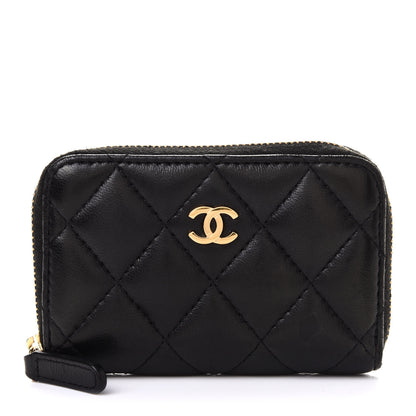 Chanel Lambskin Quilted Zip Coin Purse Black 1 of 9