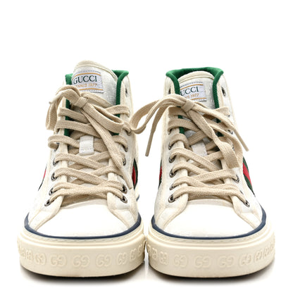 Gucci Monogram GG Mignon Web Womens 1977 Tennis High Top Sneakers 37 White 3 of 9