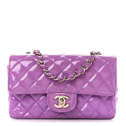 Chanel Patent Quilted Mini Rectangular Flap Purple 1 of 11