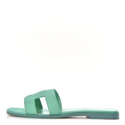 Hermes Epsom Oran Sandals 36.5 Malachite 1 of 8