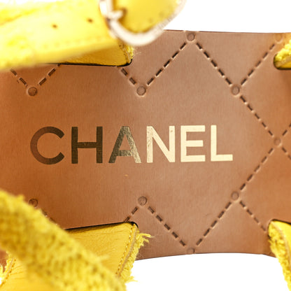 Chanel Tweed Cork CC Wedge Sandals 39 Yellow 7 of 8
