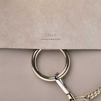 Chloe Calfskin Suede Medium Faye Shoulder Bag Motty Grey 9 of 9