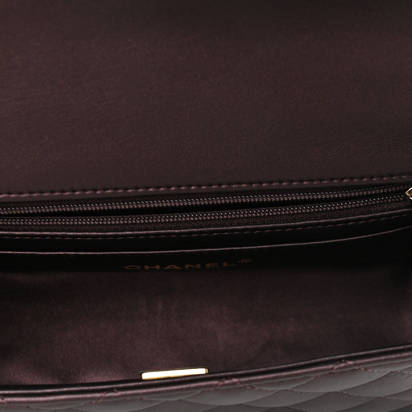 Iridescent Lambskin Quilted Mini Top Handle Rectangular Flap Burgundy