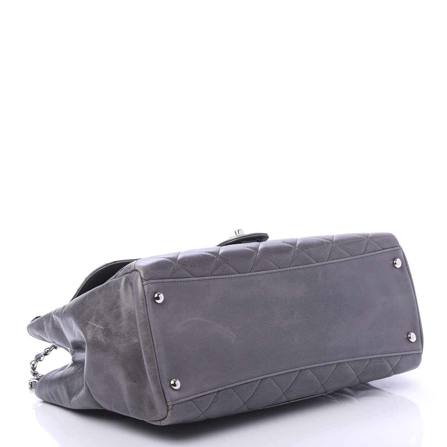 Glazed Calfskin Quilted Small CC Delivery Tote Grey