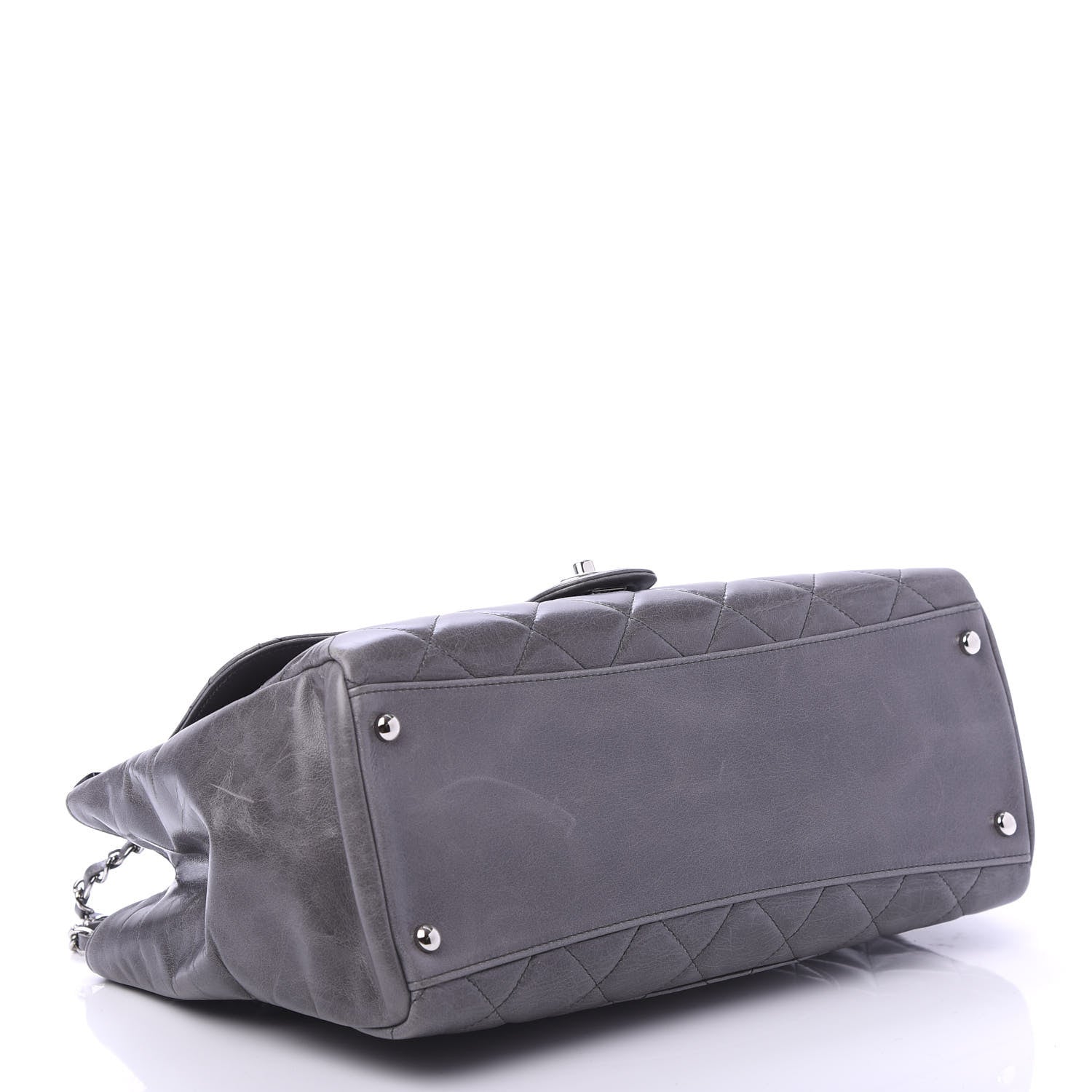 Chanel Glazed Calfskin Quilted Small CC Delivery Tote Grey 4 of 10