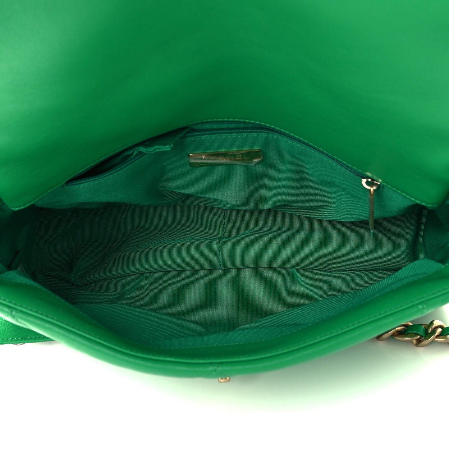 Lambskin Quilted Large Chanel 19 Flap Green
