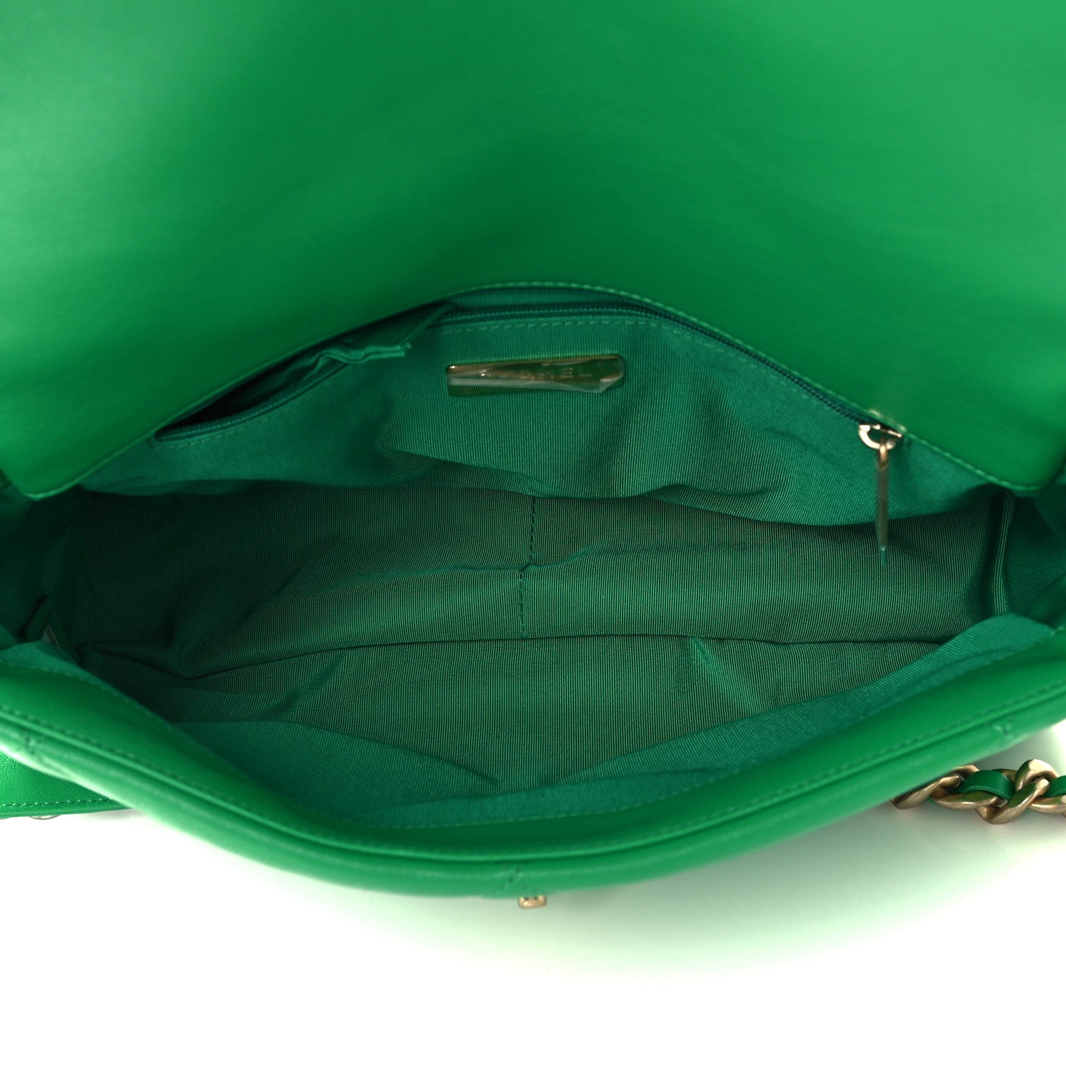 Chanel Lambskin Quilted Large Chanel 19 Flap Green 5 of 11