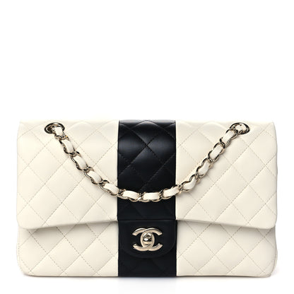 Chanel Lambskin Quilted Medium Double Flap Black White 1 of 10