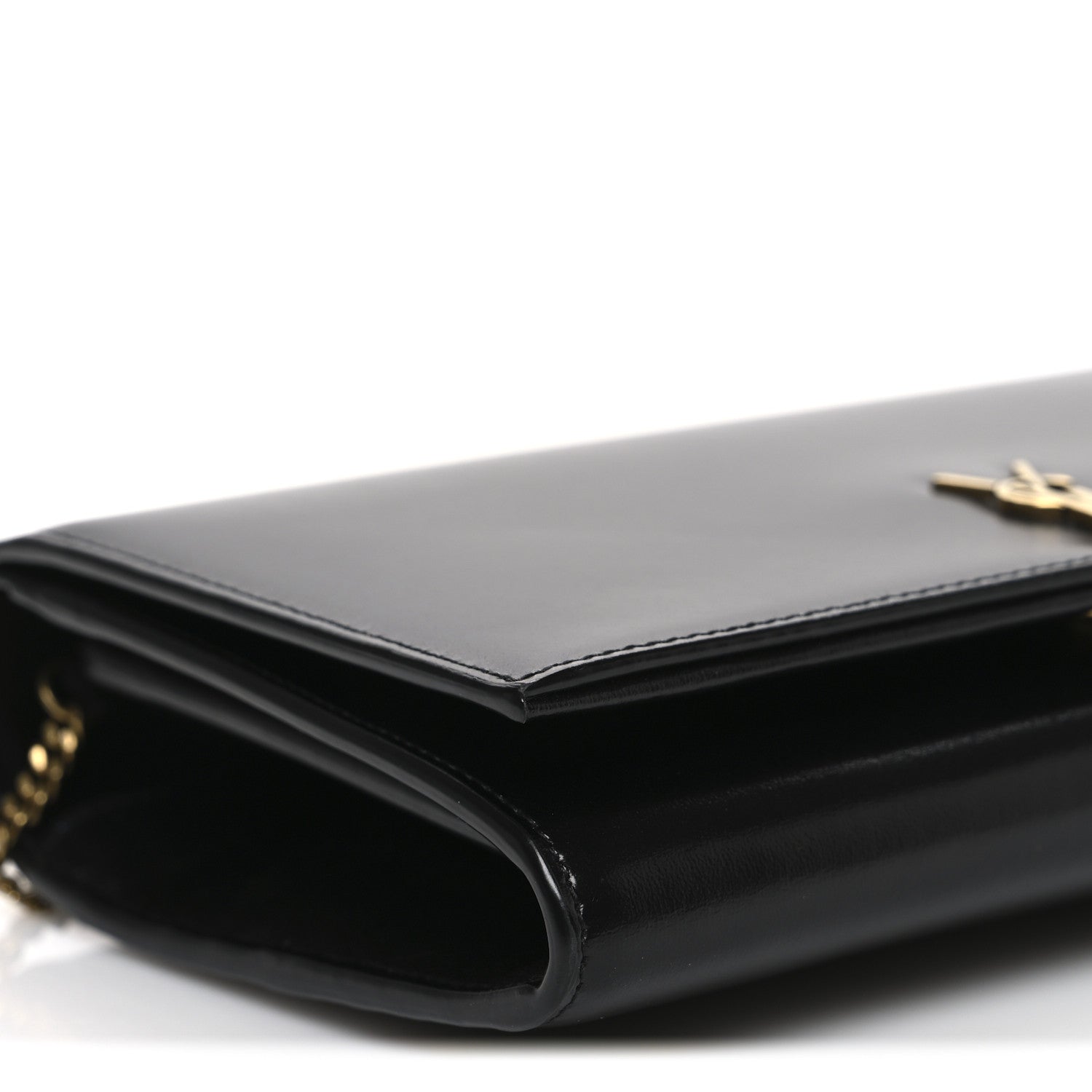 Saint Laurent Glossy Calfskin Monogram Chain Wallet Black 9 of 10