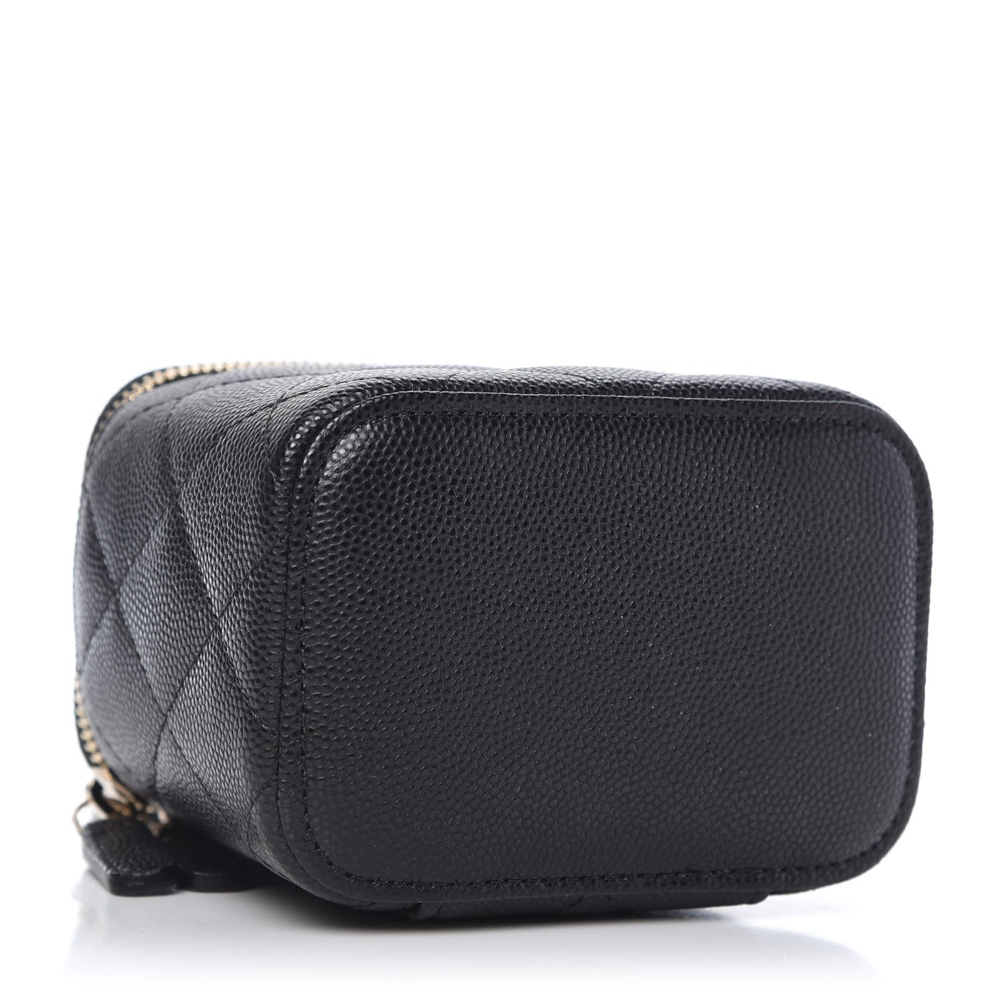 Caviar Quilted Mini Vanity Case With Chain Black