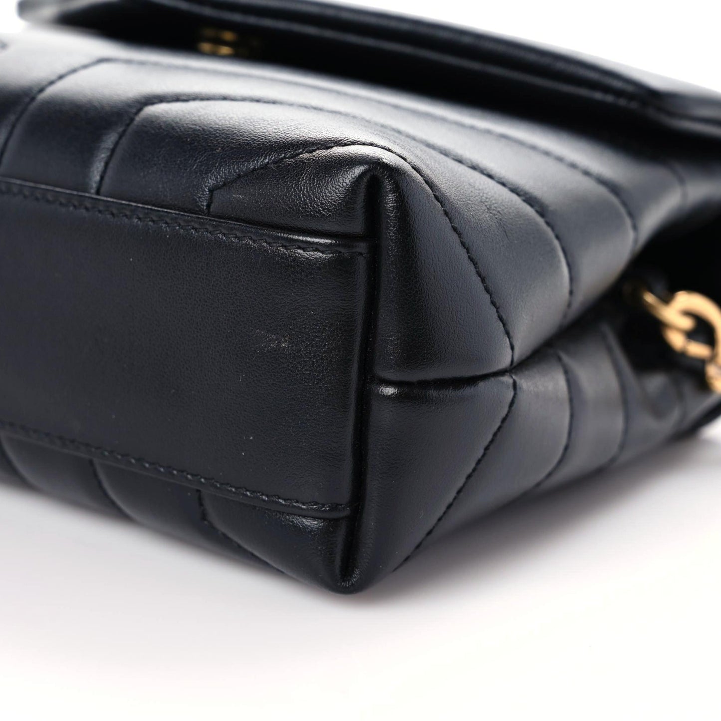 Calfskin Y Quilted Monogram Toy Loulou Crossbody Bag Black