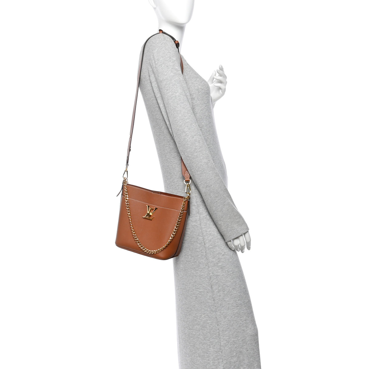 Louis Vuitton Calfskin Lock and Walk Bucket Cognac 2 of 10